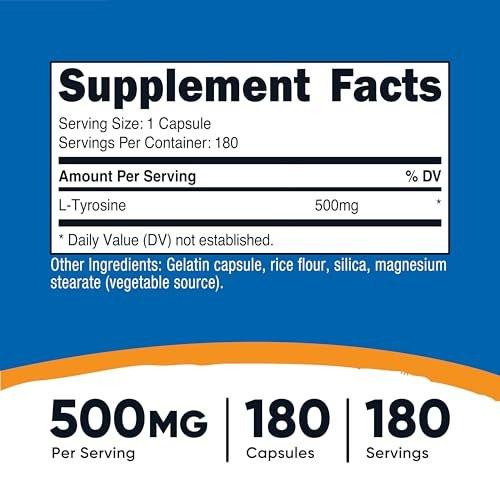 Nutricost L-Tyrosine 500mg, 180 Capsules - Gluten Free & Non-GMO - görsel 4