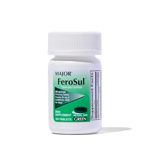 Major Ferosul - Ferrous Sulfate 325mg Tablets with 65mg of Elemental Iron - Iron Supplement for Women, Men - Green - 100 Count - görsel 2