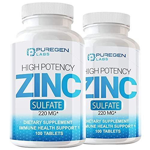 Puregen Labs Zinc Sulfate 220 mg Dietary Supplement Tablets - 100 Count (Pack of 2) - görsel 2