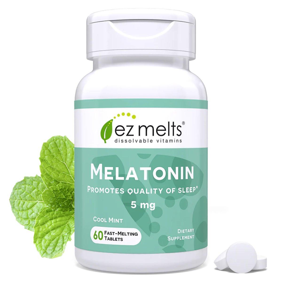 EZ Melts Melatonin - Sleep Support Supplement - No Artificial Flavors - Non-GMO & Sugar-Free - Cool Mint - 60 Dissolvable Tablets (60 Servings) - görsel 13