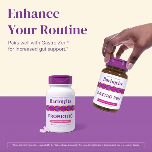 BariMelts Probiotic, 5 Billion CFU - 60 Fast-Dissolving Tablets (2-Month Supply) - Sugar-Free Probiotics for Women, Support Gut Health After Bariatric Surgery, Natural Cherry Flavor - görsel 2