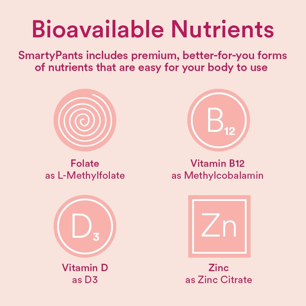 SmartyPants Women's Multivitamin Gummies: Omega 3 Fish Oil (EPA/DHA), Methylfolate, CoQ10, Vitamin D3, C, Vitamin B12, B6, A, K & Zinc, Inositol, Gluten Free, 180 Count (30 Day Supply) - görsel 5