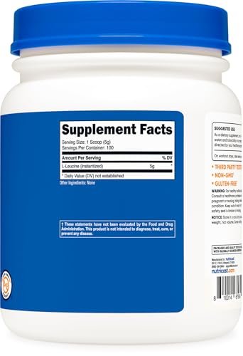 Nutricost Pure L-Leucine Powder 500 Grams - – Supports Muscle Growth: L-Leucine is the most potent BCAA for – Image 2