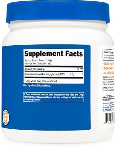 Nutricost Betaine Anhydrous Trimethylglycine (TMG) Powder 500 Grams - görsel 8