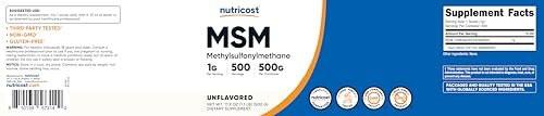 Nutricost Pure MSM Powder 500 Grams (Methylsulfonylmethane) - görsel 2