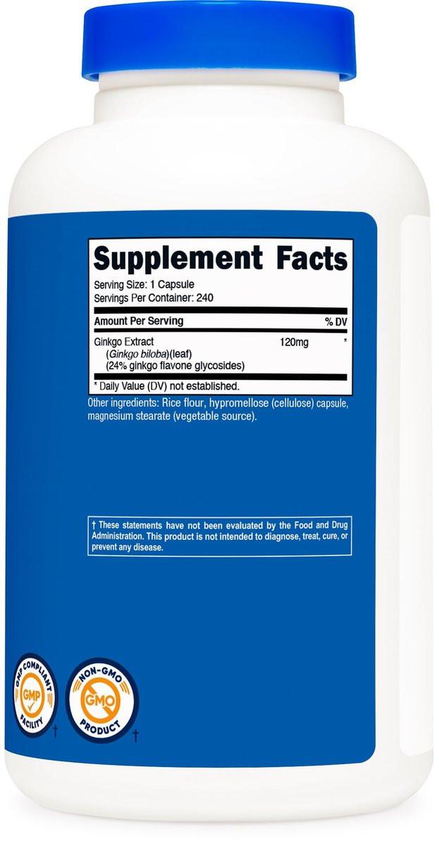 Nutricost Ginkgo Biloba 120mg, 240 Capsules - Extra Strength Ginkgo Biloba Extract - Gluten Free & Non-GMO - görsel 2