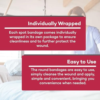 Dealmed Sheer Plastic Spot Bandages – 7/8” Small Round Sterile Strips, Adhesive Outer with Non-Stick Pad, Latex Free, Wound Care for First Aid Kit, 100 per Box (2 Pack)