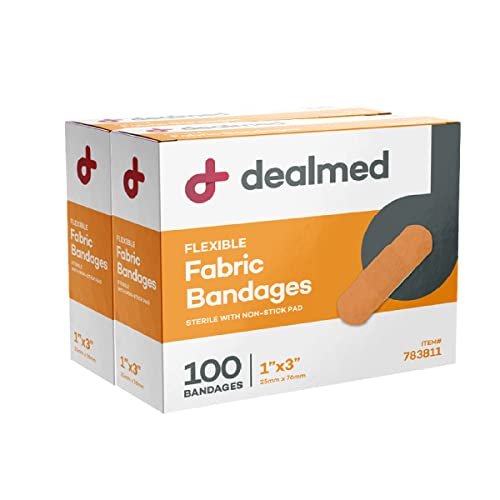 Dealmed Sterile Flexible Fabric Adhesive Bandages – 1x3 Inch – 100/Box - 2 Boxes - Breathable First Aid Strip Pack - Soft Stretch Wound Patch for Medical, Emergency Kits & Clinic - görsel 3