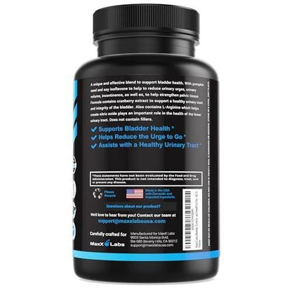 MaxX Labs Bladder Control Supplement - Overactive Bladder Control Pills - Pumpkin Seed Extract, Cranberry Extract & Vitamin D3 - Urinary Tract Health Support for Women & Men - 60Ct