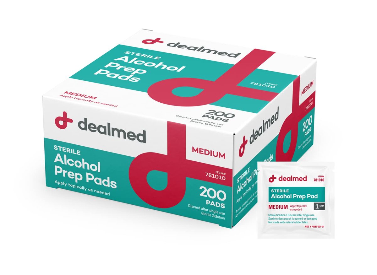 Dealmed 200 Sterile Alcohol Prep Pads Isopropyl Wipes Individually Wrapped Medium Square, 2-Ply for Cuts Scrapes and General Cleansing - görsel 13