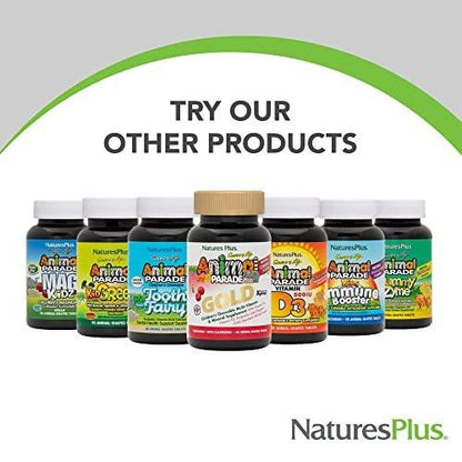 NaturesPlus Animal Parade Source of Life Sugar-Free MagKidz Children's Magnesium Supplement - Natural Cherry Flavor - 90 Count - Bone & Muscle Health Support - Gluten-Free