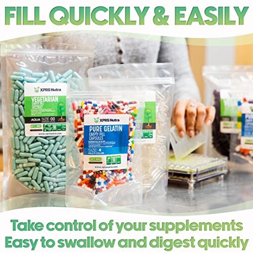 XPRS Nutra Size 3 Empty Capsules - 500 Count Empty Gelatin Capsules - Pills DIY Capsule Filling - Pure Bovine Pill Gel Caps Fillable Do-It-Yourself Vitamins and Supplements (Pearl Purple/White) - görsel 4