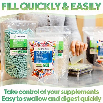 XPRS Nutra Size 3 Empty Capsules - 100 Count Empty Gelatin Capsules - Pills DIY Capsule Filling - Pure Bovine Pill Gel Caps Fillable for Do-It-Yourself Vitamins and Supplements (Blue/White)