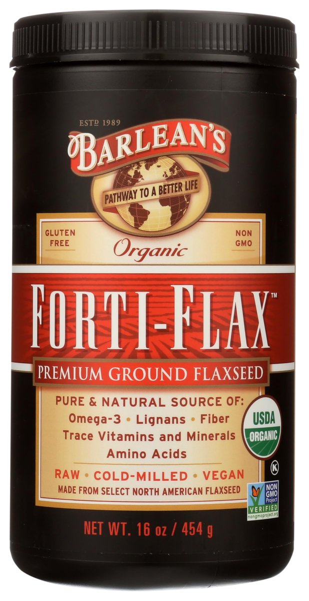 Barlean's Forti-Flax Organic Flaxseed 2 Pack, Ground Whole Raw Seeds, Omega 3 Seed Fiber Supplement with Lignans, Vegan, 16 oz - görsel 1