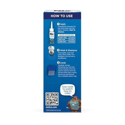 Nix Ultra Lice Treatment Hair Solution & Lice Comb, Kills Superlice & Eggs, 3.4 Fl Oz