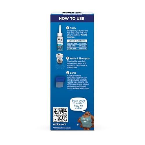 Nix Ultra Lice Treatment Hair Solution & Lice Comb, Kills Superlice & Eggs, 3.4 Fl Oz - görsel 1