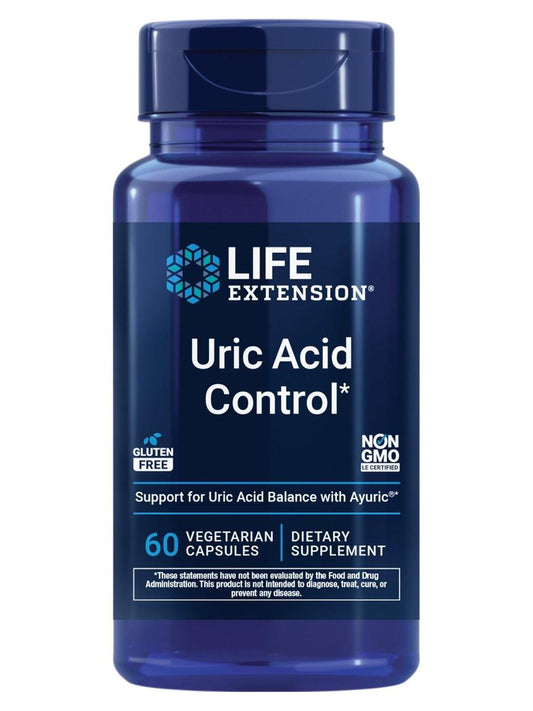 Life Extension Uric Acid Control - Promotes Healthy Uric Acid Balance, Joint Health & Discomfort Relief - Gluten Free, Non-GMO, Vegetarian - 60 Capsules