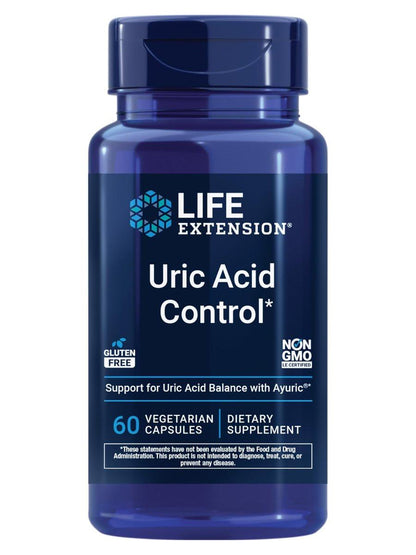Life Extension Uric Acid Control - Promotes Healthy Uric Acid Balance, Joint Health & Discomfort Relief - Gluten Free, Non-GMO, Vegetarian - 60 Capsules