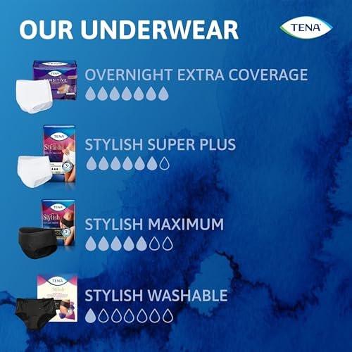 TENA Sensitive Care Overnight Incontinence Underwear for Women, Large (Waist Sizes 32in–42in), Better Fit, 16 Count - görsel 6