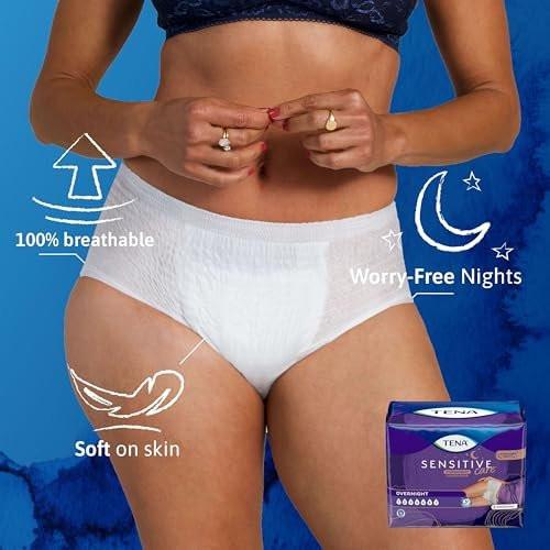 TENA Sensitive Care Overnight Incontinence Underwear for Women, Adult Diapers, X-Large (Waist Sizes 39in–52in), Better Fit, 14 Count - görsel 4