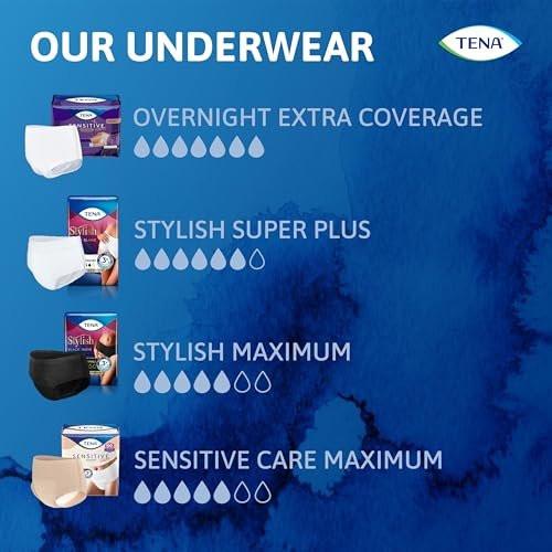 TENA Sensitive Care Overnight Incontinence Underwear for Women, Adult Diapers, XX-Large (Waist Sizes 47in–66in), Better Fit, 12 Count - görsel 4