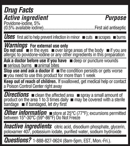 Betadine Antiseptic First Aid Solution, Povidone-Iodine 10%, Infection Protection, Kills Germs in Minor Cuts Scrapes and Burns, No Sting Promise, No Alcohol or Hydrogen Peroxide, 8 FL OZ