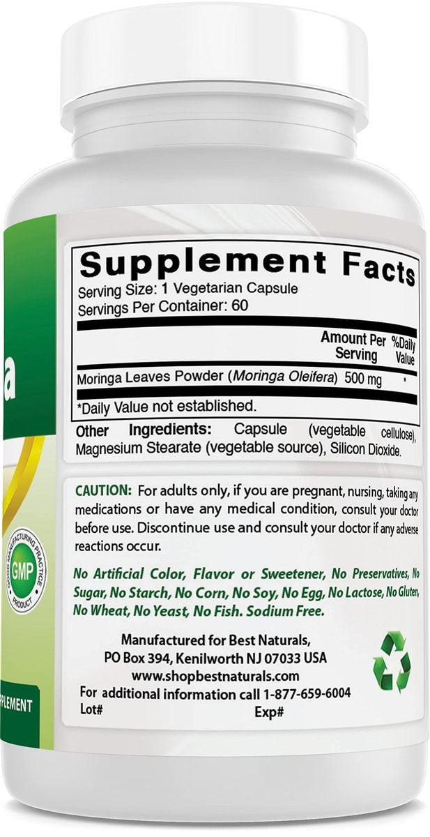 Best Naturals Moringa Superfood 500 mg 60 Veggie Capsules - görsel 7