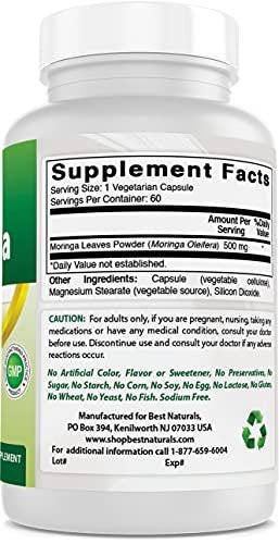 Best Naturals Moringa Superfood 500 mg 60 Veggie Capsules
