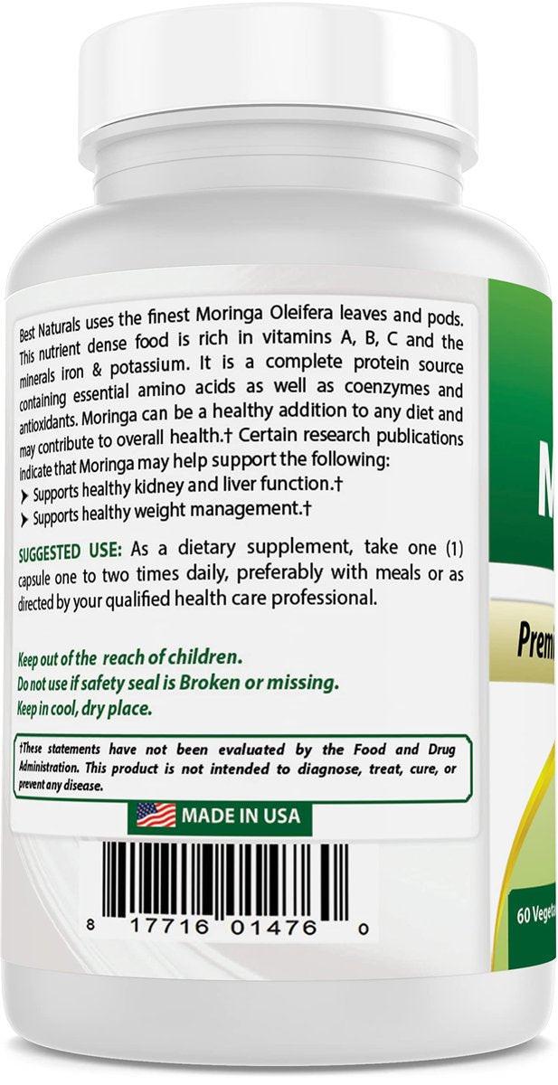 Best Naturals Moringa Superfood 500 mg 60 Veggie Capsules - görsel 9