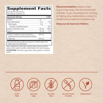 Nature's Way CranRx Cranberry Gummies, Urinary Tract Health Support*, 100% Whole Cranberry Fruit Concentrate with D-Mannose, Vitamin C, 50 Gummies (Packaging May Vary)