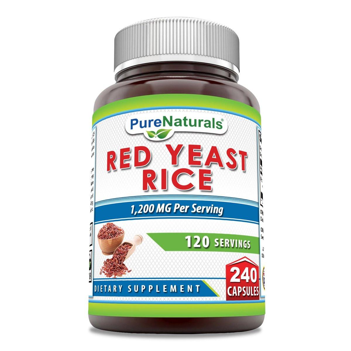 Pure Naturals Red Yeast Rice 1200 mg per Serving, 240 Capsules Supplement | Non-GMO | Gluten Free | Made in USA - görsel 1