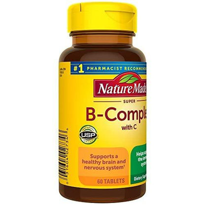 Nature Made Super B Complex with Vitamin C and Folic Acid, Dietary Supplement for Cellular Energy Support, 60 Tablets, 60 Day Supply