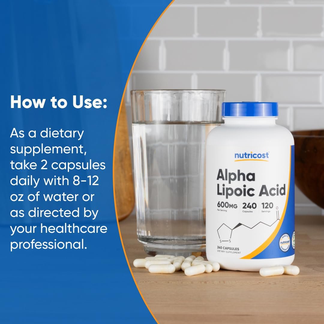 Nutricost Alpha Lipoic Acid 600mg Per Serving, 240 Capsules - Gluten Free, Vegetarian Capsules, Soy Free & Non-GMO - görsel 15