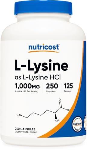 Nutricost L-Lysine 1000mg, 250 Capsules - 500mg Per Cap, Gluten Free, Non-GMO - görsel 2