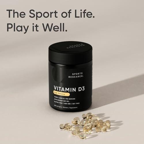 Sports Research® Vitamin D3 1000 IU with Coconut MCT Oil - High Potency Vitamin D Supplement for Immune & Bone Support - Gluten Free · Non-GMO · Soy Free - 360 Count Softgels - görsel 12