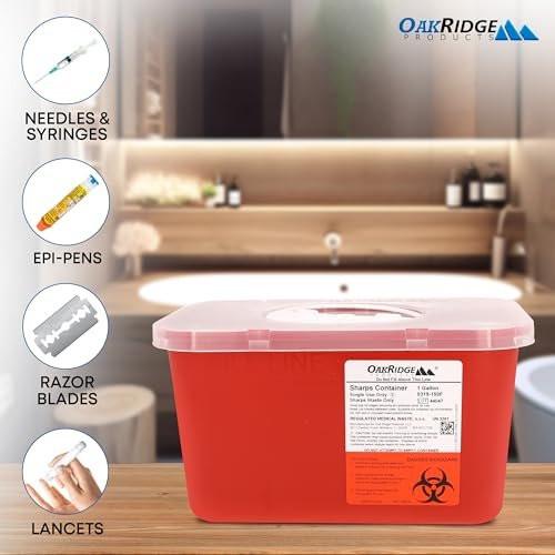 Oakridge Products Large Sharps Container for Home Use and Professional 1 Gallon (2-Pack), Biohazard Needle and Syringe Disposal, Rotating Lid, CDC Certified - görsel 5
