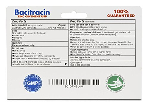 (4 Pack) Globe Bacitracin Zinc Ointment + Aloe 1oz, Antibiotic Ointment, Essential Antibiotic First Aid Supplies, Healing Action, Maximum Antibiotic Power, Prevents Infection in cuts, scrapes, Burns - görsel 12