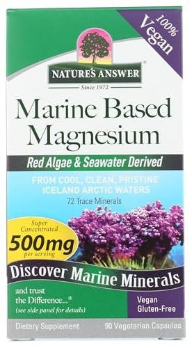Nature's Answer Marine Based Magnesium, Super Concentrated 500mg | Plant Based | Red Algae & Seawater Derived | Alcohol-Free & Gluten-Free | Vegetarian Capsules 90ct - görsel 1