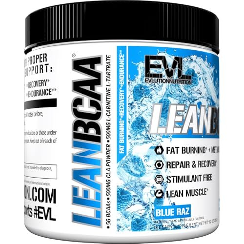 Evlution Stimulant Free Lean BCAA Powder - Blue Raz - BCAAs Amino Acids with CLA, Carnitine, 2:1:1 Ratio - Muscle Recovery, Fat Burn & Metabolism Support - 8.4 oz - görsel 8
