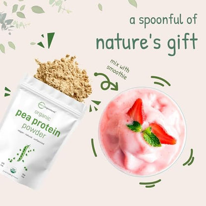 North America Grown, Organic Pea Protein Powder, 1KG (2.2 Pounds) | Plant-Based Vegan Protein, Meatless Protein Supplement, Natural Branched Chain Amino Acids | Non-GMO, Soy Free