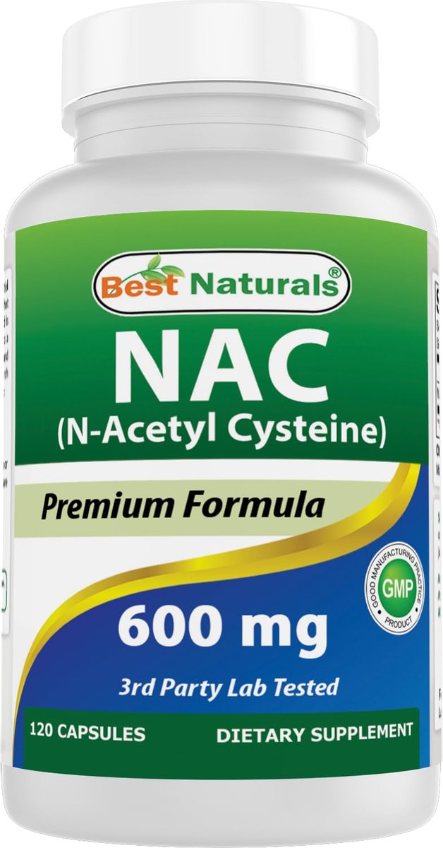 Best Naturals NAC - N Acetyl Cysteine 600 mg 120 Capsules - Powerful Antioxidant Supplement - görsel 1
