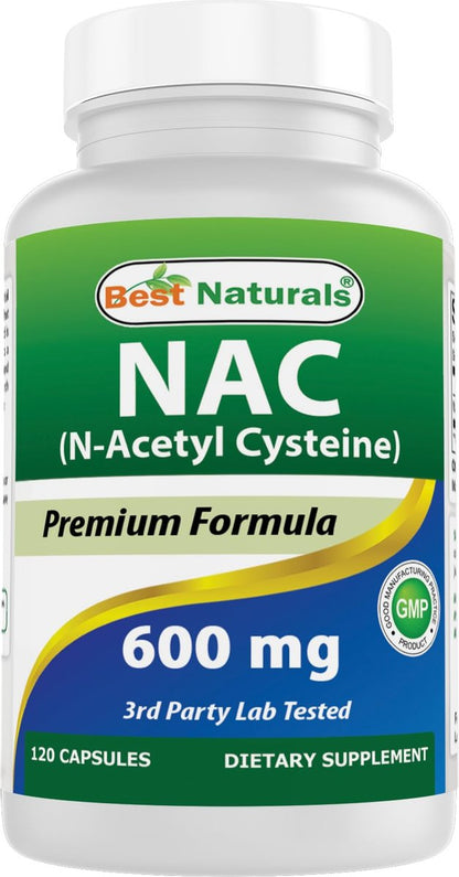 Best Naturals NAC - N Acetyl Cysteine 600 mg 120 Capsules - Powerful Antioxidant Supplement