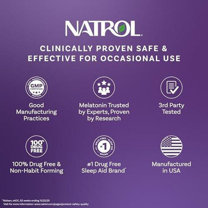 Natrol Melatonin 5mg Fast Dissolve Tablets, Sleep Support Supplements for Adults, Strawberry Flavor, 150 Tablets, Up to 150 Day Supply