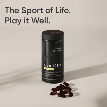 Sports Research CLA - 1250mg with Active Conjugated Linoleic Acid for Men and Women | Non-GMO, Soy & Gluten Free - 95% (180 Softgels)