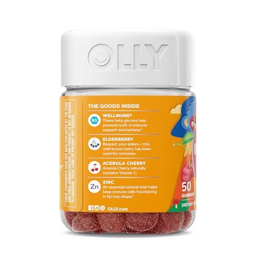 OLLY Kids Immunity Gummy, Immune Support, Wellmune, Elderberry, Vitamin C, Zinc, Chewable Supplement, Cherry - 50 Count - görsel 12