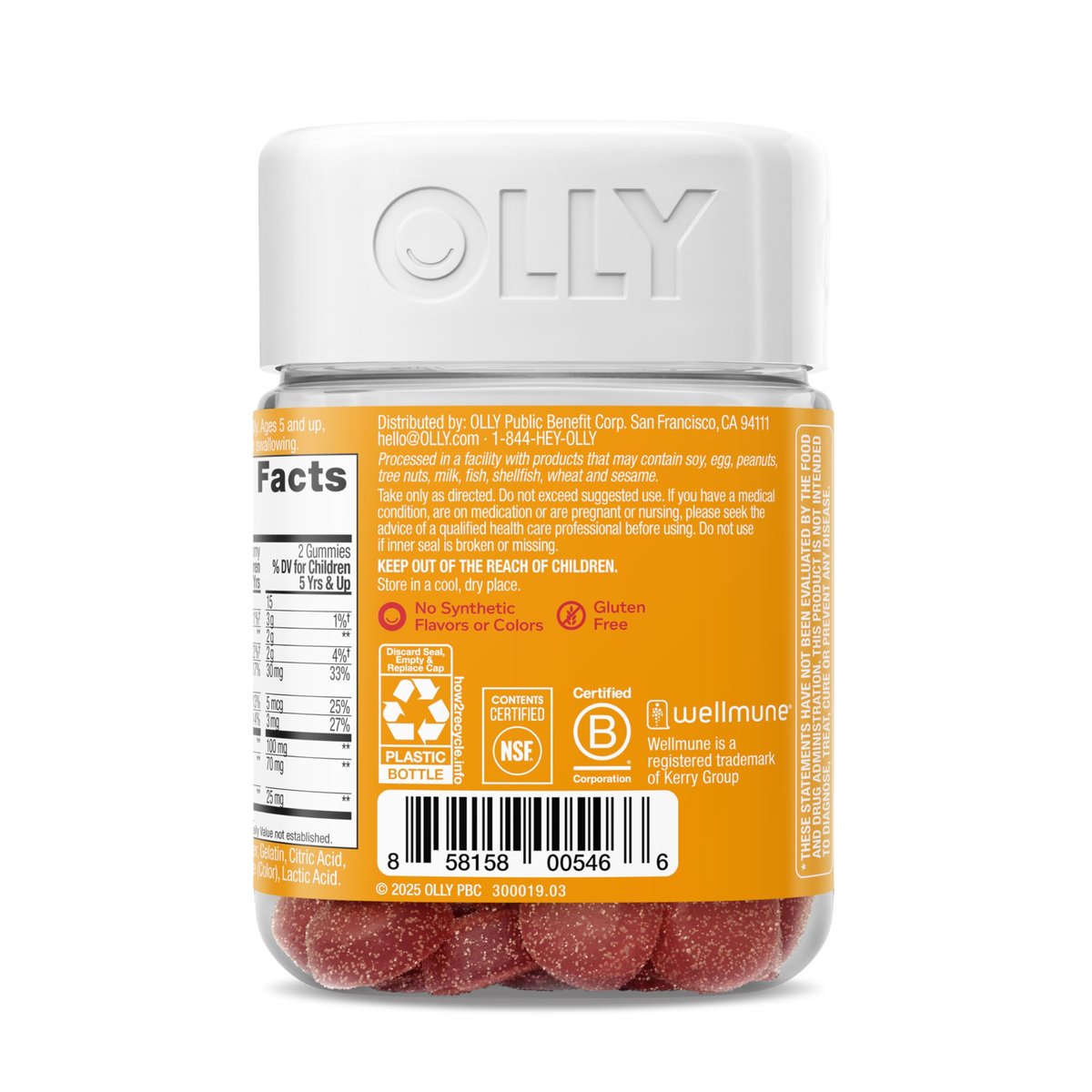 OLLY Kids Immunity Gummy, Immune Support, Wellmune, Elderberry, Vitamin C, Zinc, Chewable Supplement, Cherry - 50 Count - görsel 13