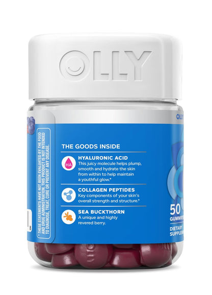 OLLY Flawless Complexion Gummy - Clear and Healthy Skin Support with Vitamins E, A, Zinc - Chewable Berry Supplement - 50 Count