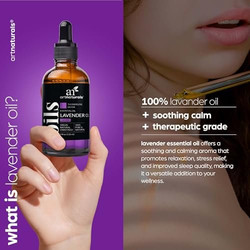 artnaturals 100% Pure Lavender Essential Oil - (4.0 Fl Oz / 118ml) - Premium Undiluted Therapeutic Grade Natural from Bulgaria - Aromatherapy for Diffuser, Skin and Hair Growth - görsel 4