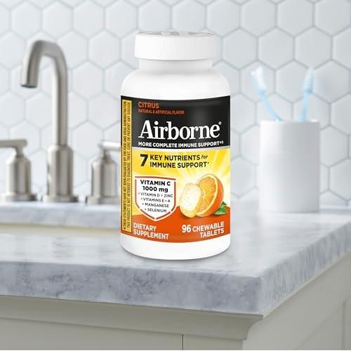 Airborne Vitamin C 1000mg (per Serving) - Citrus Chewable Tablets (96 Count in a Box) - Packaging May Vary - görsel 6