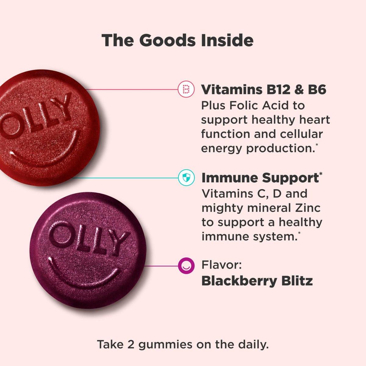 OLLY Men's Multivitamin Gummy, Vitamins A, C, D, E, B, Zinc, Blackberry Flavor, 45 Day Supply - 90 Count - görsel 4